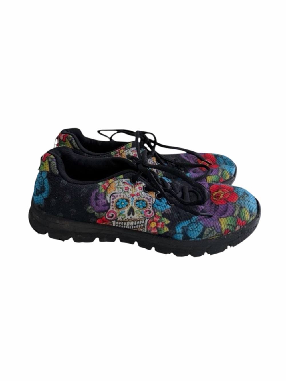 Sugar Skull Day of the Dead Sneakers Women 10/Mens 7.5 Festival Gothic Unbranded